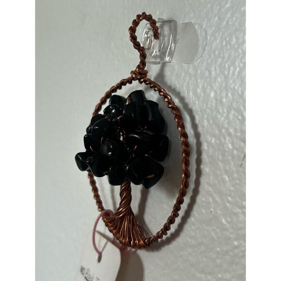 Handmade Copper and Serpentine Crystal Tree of life 3.5x2” Wall Decor - Picture 3 of 5